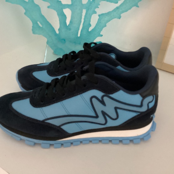 MARC JACOBS Leather Colorblock Pattern Blue Sneakers 37 US 7 - Picture 6 of 16